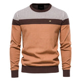 Spliced Cotton Sweater Men's Casual O-neck Pullover Knitted Sweaters Winter MartLion   