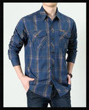 Men's Plaid Shirt Oversized Male England Pure Cotton Casual Shirts Men Clothing Leisure Shirt MartLion   