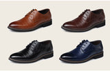 PU Leather Men's Brogues Shoes Lace-Up Bullock Dress Oxfords Praty Formal Mart Lion   