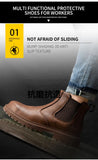 Safety Shoes Men's Leather Boots Work Winter Indestructible Safety Chelsea Anti-puncture Work MartLion   