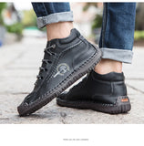 Men's Boots Leather Outdoor Work Spring and Autumn Western Waterproof Lace-Up Casual shoes MartLion   