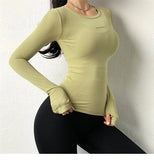 Cloud Hide Solid Yoga Shirt Women Long Sleeve Blouse Girl Sports Gym Top Running MartLion   