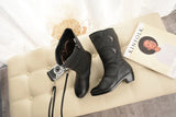 Women's Mother Female Ladies Leather Shoes Boots Botas Knee High Zipper Winter Warm Plush Mid Calf MartLion