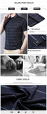 Summer Oversized T Shirt Men's Short Sleeved Striped Breathable Anti-wrinkle Turn-down Collar Clothing Mart Lion   