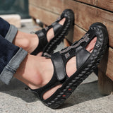 Men's Brand Genuine Leather Summer Casual Flat Sandals Roman Beach Footwear Sneakers Low Wedges Shoes Mart Lion   