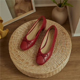 Genuine Leather Women Shoes Butterfly-knot Spring and Autumn Pumps Slip-On Casual Chunky Heel MartLion   