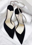 Luxury Crystal Sequined Women Pumps Elegant Thin High heels Spring Summer Chains Party Shoes Wedding Bridal MartLion Black 41 