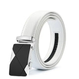 White Men's Belt Automatic Buckle Two-layer Cowhide Youth Korean Version Design Authentic Wild Youth Belt MartLion H 105cm (Waist 90cm) CHINA