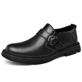 Vancat Men's Oxford Shoes Genuine Leather Dress Loafers Casual Flats Mart Lion Black 6.5 