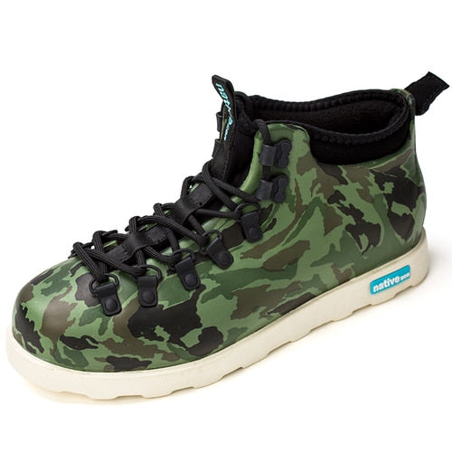  Rain Boots Light Trainer Fishing Men's Green Rain Ankle Camouflage Casual Shoes Pvc High Top Sneakers Waterproof Mart Lion - Mart Lion