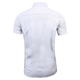 Men Dress Casual Short Sleeve Shirt White Black Blue Red Male Social Formal Shirts MartLion   