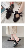 Mazefeng Party Women Mules Slipper Pointed Toe Block Strap Closed Shallow High Heels Shoes Sandals Black Beige Square Heel Pumps Mart Lion   