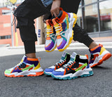 Spring Men's Sneakers High Top Yellow Bottom Casual Shoes Colorful Splicing Leather Designer zapatos hombre MartLion   