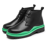 Autumn Men's Ankle Boots Casual Shoes Lace-up Mixed Colors British Punk Chelsea Motorcycle Mart Lion black green 39 