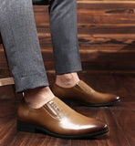 Classical Men's Dress Shoes Flat Formal Oxfords Casual Shoe PU Leather Slip-on Footwear Mart Lion   