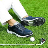 Men's Golf Shoes Waterproof Golf Sneakers Outdoor Golfing Spikes Shoes Jogging Walking Mart Lion   