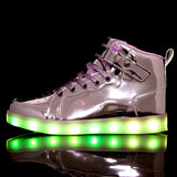 USB Charging Glowing Sneakers Children Adult High Top Boots Led Casual Luminous Light Shoes for Boys Girls Men's Women MartLion   