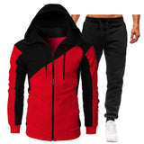 Autumn Winter Men's Casual Sportswear Tracksuits 2 Piece Sets Clothes Hoodies+Pants Sets Hip Hop Coat Jackets Mart Lion Red S 