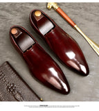 Men's Leather Shoes Genuine Leather Oxford Luxury Dress Shoes Slip On Wedding Leather Brogues MartLion   