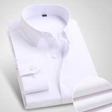 Men's Basic Standard-fit Long Sleeve Dress Shirt Solid/striped Formal White Work Office Classic Mart Lion AM011 43 