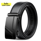  Men's Belt PU Brand Automatic Simple Buckle Black PU Leather Belt 3.5cm Width MartLion - Mart Lion