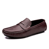 Genuine Leather Men's Loafers Brown Black Cow Leather Penny Loafers Adult Office Career Shoes Moccasins Driving Leisure Mart Lion Brown 6.5 