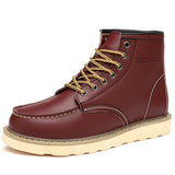 Red Retro Leather Boots Men's Fur Warm Winter Comfort British Style Outdoor Work De Hombre MartLion Wine Red -0027 38 CHINA