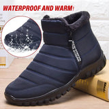 Winter Men's Ankle Snow Boots Waterproof Non Slip Shoes Casual Keep Warm Plush Couple Footwear Chaussure Homme MartLion Blue 39 
