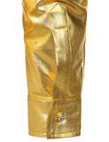 Men's Disco Shiny Gold Sequin Metallic Design Dress Shirt Long Sleeve Button Down Christmas Halloween Bday Party Stage Mart Lion   