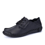 Men's Handmade Casual Leather shoes Slip On Flat Moccasins Oxford super MartLion black 7.5 