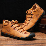 Men's Genuine Leather Handmade Shoes High-top Hiking High-top Ultra-light Ankle Boots Footwear Outdoor Sport Sneakers Mart Lion   