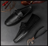 Men's genuine leather loafers luxury summer footwear hollow out breathable casual shoes real cow skin moccasin Mart Lion   