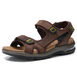 Summer Genuine Leather Men's Sandals Outdoor Non-slip Beach Summer Shoes Sneakers Mart Lion Dark Brown 57 6.5 