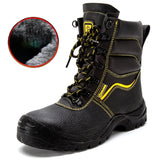 Indestructible Work Boots Plush Warm Winter Steel Toe Shoes Puncture-Proof Work Safety Industrial MartLion A021-Blackfur 45 