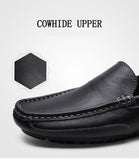 men's shoes leather cowhide casual peas black driving shoes sports four seasons Mart Lion   