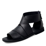 Casual Sandals Korean Men's Shoes British Leather Summer MartLion Black 3171 6 