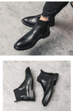 Korean Retro Brogue Boots Men's High Top Shoes Leather Ankle Casual MartLion   