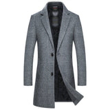 Men's Wool Coat Winter Style Casual Slim Fit Thicken Warm Long Jacket Hombre Mart Lion Gray M 
