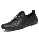 Genuine Leather Men's Loafers Luxury Brand Designer Casual Shoes Slip-on Moccasins Driving Mart Lion Black 6.5 