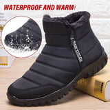 Winter Men's Ankle Snow Boots Waterproof Non Slip Shoes Casual Keep Warm Plush Couple Footwear Chaussure Homme MartLion Black 39 