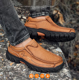 Outdoor Men's Shoes 100% Genuine Leather Casual Waterproof Work Cow Leather Loafers Slip on Footwear MartLion   