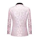 Men's Pink Suits Black Lapel 2 Pieces Set Handsome Groom Wedding Tuxedos Slim Fit Formal Blazer Pants Outfit MartLion   