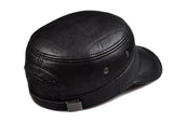Winter Men's Genuine Leather Military Hat Ceiling Earmuffs Flat Hat Male Keep Warm Leisure 55-62 cm Adjustable Cow Skin MartLion   