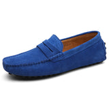 Men's Leather Loafers Casual Shoes Moccasins Slip On Flats Driving Mart Lion Blue 8 