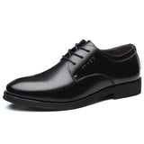 Cow Leather Elegant Men's Formal Shoes Breathable Luxury Brand Dress Footwear Black Oxford Slip-on Mart Lion Lace-Up Black 5.5 