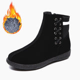 Winter Women's Snow Boots Suede Thick-Soled Ankle Non-Slip Plus Velvet Warmth Ladies Casual Martin Mart Lion Black 1 4.5 