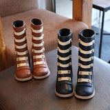 Autumn Winter Children Long Boots Girls Rivets Knee High Baby Warm Velvets Princess Single Knight MartLion   