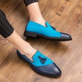 Sky Blue Dress Shoes Men's Driving Tassel Loafers Slip On Smoking Wedding Party Leather Mart Lion   