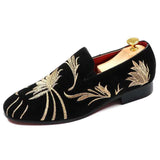 Luxury Gold Embroidered Loafers Men's Smoking Shoes Spring Autumn Slip-on Casual Drive Moccasin Party Mart Lion   