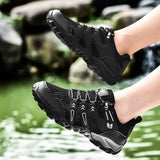 Men's Soft Outdoor Casual Shoes Summer Breathable Mesh Sneakers Light Black Hiking Footwear Running Mart Lion   